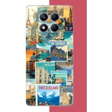 Aksesuarist Redmi Note 14 Pro Plus Uyumlu Kart Postal Kolaj Baskılı Silikon Kılıf