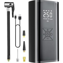 Die Grup Şarjlı Lastik Şişirme Hava Kompresörü - 150 Psı Geniş Hava Şişirme Kapasitesi, 6000 Mah Uzun Şarj Ömrü, LCD Ekranlı Basınç Takibi, Powerbank Olarak Kullanılabilir, Tekerlek Lastik Şişirme Pompası