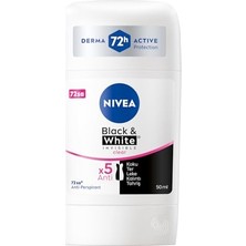 Die Grup Nıvea Kadın Stick Deodorant Black&white Invisible Clear 72 Saat Anti-Perspirant Koruma, 50 ml