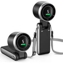 Die Grup Blic BWFN22 Turbo El Vantilatörü Mini Fan Vantilatör Katlanabilir 3’ü 1 Arada Taşınabilir Fan 5 Kademeli LED Ekranlı Usb-C Şarjlı Mini Vantilatör Boyun Askılı Masaüstü Kullanım (Siyah)