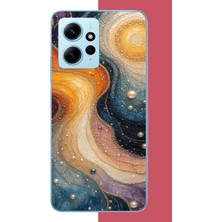 Aksesuarist Redmi Note 12 4g Uyumlu Renkli Uzay Baskılı Silikon Kılıf