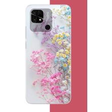 Aksesuarist Redmi 10C - Poco C40 Uyumlu Renkli Çiçek Baskılı Silikon Kılıf