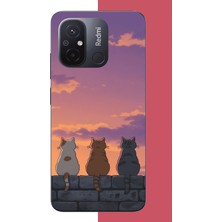 Aksesuarist Redmi 12C Uyumlu Duvardaki Kediler Baskılı Silikon Kılıf