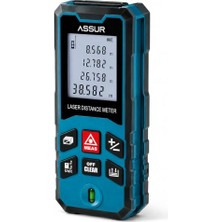 Die Grup ASR940 Profesyonel Lazer Terazili Dijital Mesafe Ölçer 50 Metre, ±1.5 mm Hassasiyet, Alan ve Hacim Hesaplama, Pisagor Fonksiyonu, Sürekli Ölçüm, LCD Ekran, Lazer Metre