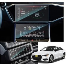 Die Grup Audi A6 ile Uyumlu 2019-2024 Model Alt Üst Multimedya ve Klima Kontrol 3 Parça 9h Nano Ekran Koruyucu