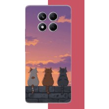 Aksesuarist Redmi Note 14 Pro 4g Uyumlu Duvardaki Kediler Baskılı Silikon Kılıf