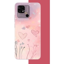 Aksesuarist Redmi 10C - Poco C40 Uyumlu Renkli Kalp Baskılı Silikon Kılıf
