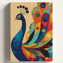Die Grup Sayılarla Boyama Tuval Hobi Seti, Tavus Kuşu Temalı Fırça ve Boya Dahil Set (Çıtalı) 50X70 Cm, Kendin Yap Sayılarla Tuval Boya Kiti (Kasnaklı)