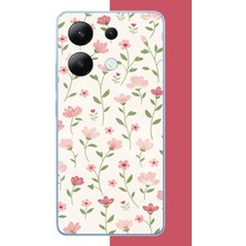 Aksesuarist Redmi Note 13 4g Uyumlu Pembe Çiçekli Pattern1 Baskılı Silikon Kılıf
