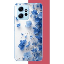 Aksesuarist Redmi Note 12 4g Uyumlu Mavi Çiçek2 Baskılı Silikon Kılıf