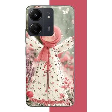 Aksesuarist Redmi 13C Uyumlu Beyaz Elbiseli Kız Baskılı Silikon Kılıf