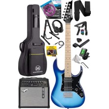 Die Grup DE-150BL-50AMP Maple Klavye Hh Yüksek Kaliteli 50W Amfili Elektro Gitar Seti
