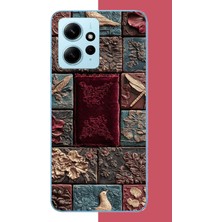 Aksesuarist Redmi Note 12 4g Uyumlu Kumaş Blok Baskılı Silikon Kılıf