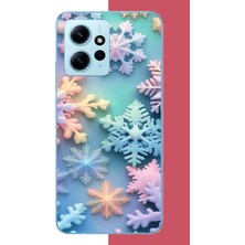 Aksesuarist Redmi Note 12 4g Uyumlu Renkli Kar Taneleri Baskılı Silikon Kılıf