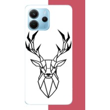 Aksesuarist Redmi Note 14 4g Uyumlu Üçgen Geyik Baskılı Silikon Kılıf