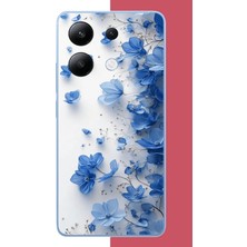 Aksesuarist Redmi Note 13 4g Uyumlu Mavi Çiçek2 Baskılı Silikon Kılıf
