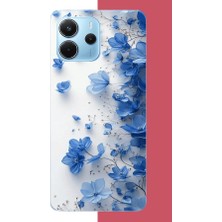 Aksesuarist Redmi Note 14 4g Uyumlu Mavi Çiçek2 Baskılı Silikon Kılıf