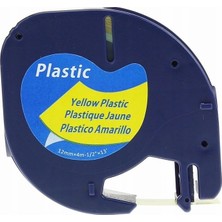 Die Grup Dymo Muadil Letratag Bant 91202 (91332 91222 59423) Sarı Plastik Etikete Siyah 4m x 12MM