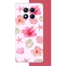 Aksesuarist Redmi Note 14 Pro Plus Uyumlu Pembe Çiçek Baskılı Silikon Kılıf
