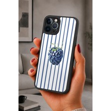 BG AKSESUAR iPhone 13 Pro Max Uyumlu Böğürtlen Desenli Kamera Korumalı Darbelere Dayanıklı Kılıf