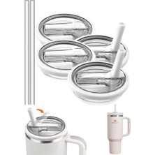 Die Grup 2 Adet Flip Pipetli Kapak – Stanley Quencher ile Uyumlu 40 Oz – Sızdırmaz Kapak + 2 Pipet – Beyaz Renk