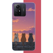 Aksesuarist Redmi Note 12S Uyumlu Duvardaki Kediler Baskılı Silikon Kılıf