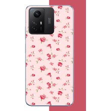 Aksesuarist Redmi Note 12S Uyumlu Pembe Çiçekli Pattern Baskılı Silikon Kılıf