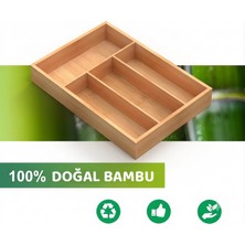 Go İthalat Bambu 4 Bölmeli Çekmece Içi Düzenleyici Organizer Kaşıklık  24X33 Cm.