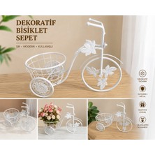 Belirtilmemiş Dekoratif Metal Bisiklet Hediyelik- Çiçeklik-Saksılık Sepet 20 cm – Beyaz