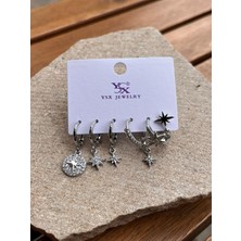 Ysx Jewelry Gümüş Kuzey Yıldız Altılı Küpe Seti