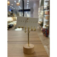 Yakemiyou Taşlı Yonca Altılı Küpe