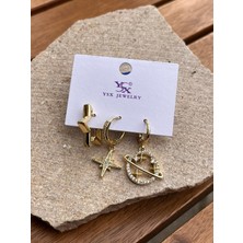Ysx Jewelry Yıldız Detaylı Üçlü Küpe Seti