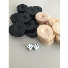Die Grup El Yapımı Ahşap Tavla Pulu 2 Adet Zar Hediye 35 mm