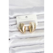 Ceki Home 316L Çelik Gold Renk Midye Model Kadın Küpe
