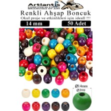Die Grup Renkli Ahşap Boncuk 14MM 50 Li 1 Paket Renkli Ahşap Boyalı Yuvarlak Doğal Boncuklar Saç Takı Tasarım Ektinlik Kreş Okul
