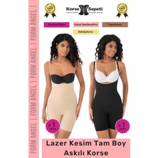 #korse 2 Beden Küçülten Sıkılaştırıcı Kaymaz Kadın Lazer Kesim Tam Boy Askılı Korse 2'li Set