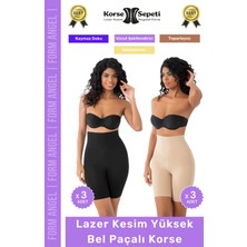 #korse Kaymayı Önleyen 2 Beden Küçülten Toparlayıcı Lazer Kesim Yüksek Bel Paçalı Korse 6'lı Set