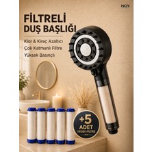 NOY Filtreli Duş Başlığı 5 Yedek Filtre ile | Su Arıtmalı, Klor ve Kireç Önleyici, Yüksek Basınçlı