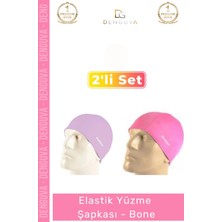 #yüzmebonesi Silikon Yüzücü Bonesi Su Geçirmez Dayanıklı Esnek Havuz Deniz Elastik Yüzme Şapkası 2'li Set