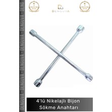 #bijonanahtarı Istavroz Çelik 17 19 21 22 mm Dayanıklı Oto Lastik Ekipmanı 4'lü Nikelajlı Bijon Sökme Anahtarı