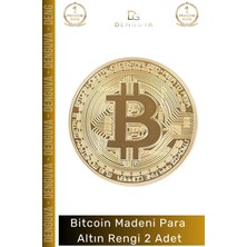 #bitcoin Koleksiyonluk Demir Şık Kripto Hatıra Madalyon Fiziksel Bitcoin Madeni Altın Rengi - 2 Adet