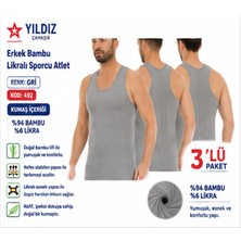 Yıldız Çamaşır Erkek Bambu Sporcu Likralı  Atlet (490-491-492)- 3 Adet