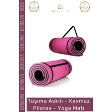 #yogamatı Profesyonel Yoga Meditasyon Çift Taraflı Kaymaz Taşıma Askılı 10MM Minderi Pembe Siyah Mat