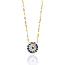 Emiliano Jewellery Zirkon Taşlı Altın Kaplama Göz Gümüş Kolye
