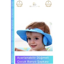 #bebekbanyoşapkası Fantazer Bebek Banyo Şapkası Ayarlanabilir Su Geçirmez Kaliteli Su Kaçırmayan Mavi Şapka - 1 Adet