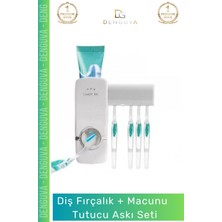 #macuntutucu Otomatik Diş Macunu Sıkacağı Hijyenik Banyo Düzenleyici Pratik Vantuzlu 5 Adet Fırçalık Askı Seti