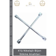 #bijonanahtarı Istavroz Çelik Dörtlü Tekerlek Somun Sıkma Açma Pratik Nikelajlı Bijon Sökme Anahtarı