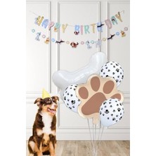 Die Grup Sevimli Köpekler Tema Kemik ve Pati Balonlu Köpek Doğum Günü Balon Zinciri Seti