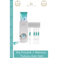 #fırçalıkseti Otomatik Diş Macunu Sıkacağı Hijyenik Banyo Vantuzlu 5 Adet Fırçalık Askı Seti