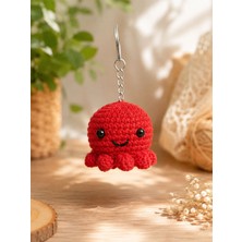 Sevimli İlmekler Amigurumi Kırmızı Ahtapot Anahtarlık